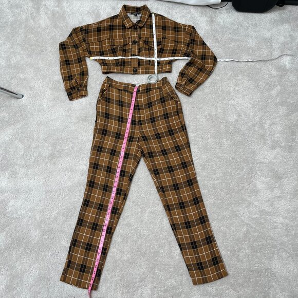 Papaya Vintage Style Clueless Mustard Plaid Two Piece Cropped Jacket & Pants M - Picture 15 of 16